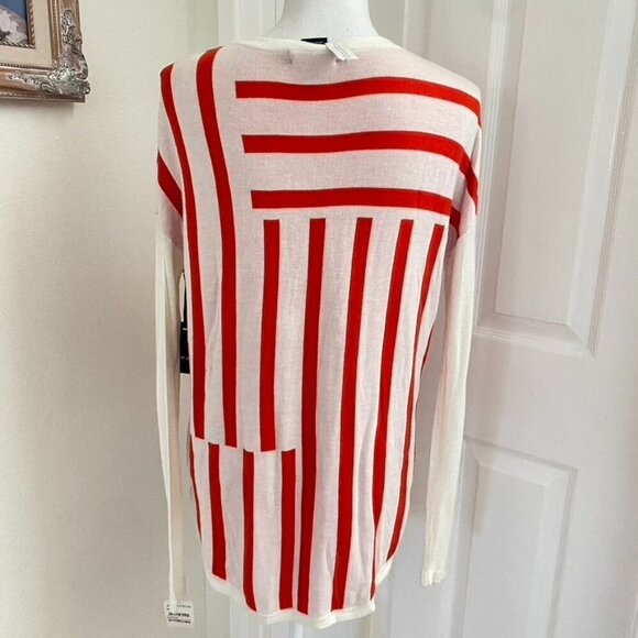 Trouve Red White Mix Stripe Jacquard Sweater Size XS Relaxed NWT Holiday. B5 - Picture 4 of 9
